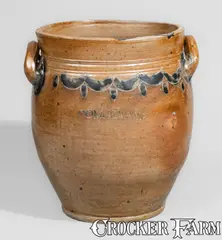 COMMERAWS / STONEWARE Stoneware Jar w/ Impressed Drape-and-Tassel Decoration by Commeraw's Stoneware, circa 1815, Stoneware, sold Apr 2026