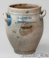 J. Remmey, Fine J. REMMEY / MANHATTAN-WELLS / NEW YORK Stoneware Jar w/ Incised Floral Decoration, early 19th century, Stoneware