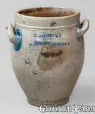 J. Remmey, Fine J. REMMEY / MANHATTAN-WELLS / NEW YORK Stoneware Jar w/ Incised Floral Decoration, early 19th century, Stoneware