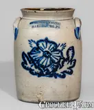 Cowden & Wilcox, Fine COWDEN & WILCOX / HARRISBURG, PA Stoneware Jar w/ Slip-Trailed Cobalt Decoration, circa 1865, Stoneware