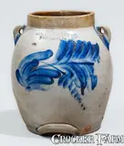 Nichols & Co., SIPE, NICHOLS & CO. / Williamsport, Pa. Stoneware Batter Pail w/ Elaborate Cobalt Floral Decoration