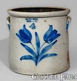 Evan R. Jones, EVAN R. JONES. / PITTSTON, PA Four-Gallon Stoneware Crock, c1875, c1875, Stoneware