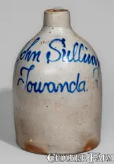 Evan R. Jones, EVAN R. JONES / PITTSTON PA Stoneware Jug w/ Towanda, PA Advertising, circa 1875, Stoneware