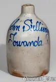 Evan R. Jones, EVAN R. JONES / PITTSTON PA Stoneware Jug w/ Towanda, PA Advertising, circa 1875, Stoneware
