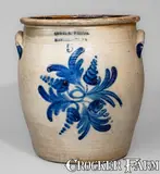 Cowden & Wilcox, COWDEN & WILCOX / HARRISBURG, PA Five-Gallon Stoneware Jar w/ Elaborate Cobalt Floral Decoration