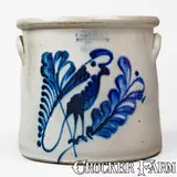 F. B. Norton & Co, F. B. NORTON & CO / WORCESTER, MASS Five-Gallon Stoneware Crock w/ Cobalt Parrot, circa 1870, Stoneware
