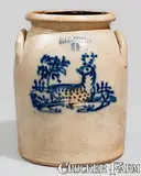 J. & E. Norton, Rare J. & E. NORTON / BENNINGTON VT Stoneware Jar w/ Reclining Deer Scene, circa 1855, Stoneware