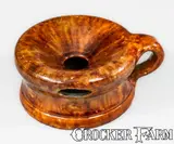 John W. Bell, Scarce JOHN W. BELL / Waynesboro, Pa Handled Redware Spittoon,, late 19th century, Redware