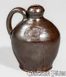 Mrs. Heart & Co, Extremely Rare and Important MRS. HEART & CO / PA Small-Sized Redware Jug, Kate Heart, Chambersburg, circa 1870-1872, Redware