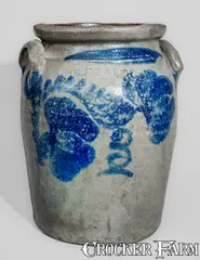 E. Fowler, E. FOWLER / BEAVER, PA Three-Gallon Stoneware Jar w/ Cobalt Floral Decoration, c1870, c1870, Stoneware