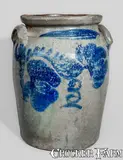 E. Fowler, E. FOWLER / BEAVER, PA Three-Gallon Stoneware Jar w/ Cobalt Floral Decoration, c1870, c1870, Stoneware