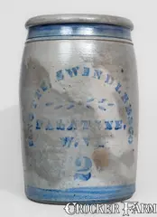 Swindler & Co., KNOTTS, SWINDLER & CO. / PALATINE, W. VA. Cobalt-Decorated Stoneware Jar, circa 1875, Stoneware