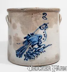 S. Pepson, Rare S. PEPSON / ALBANY, N.Y. Three-Gallon Stoneware Bird Crock, c1860, c1860, Stoneware