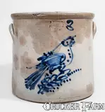 S. Pepson, Rare S. PEPSON / ALBANY, N.Y. Three-Gallon Stoneware Bird Crock, c1860, c1860, Stoneware