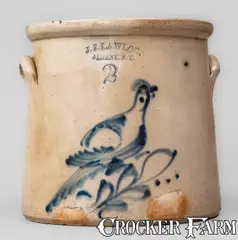 J.J. Lawlor, J.J. LAWLOR / ALBANY, N.Y. Stoneware Bird Crock, circa 1875, circa 1875, Stoneware