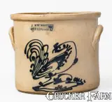 J. & E. Norton, Rare J. & E. NORTON / BENNINGTON VT Stoneware Crock w/ Cobalt Rooster Decoration