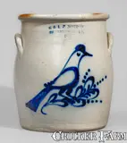 E & L P Norton, E & L P NORTON / BENNINGTON, VT Stoneware Jar w/ Cobalt Bird Decoration, c1870, c1870, Stoneware