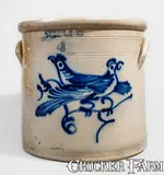 J. Norton & Co., J. NORTON & CO. / BENNINGTON VT Four-Gallon Stoneware Double Bird Crock, circa 1860, Stoneware