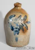 H B. Pfaltzgraff, H.B. PFALTZGRAFF / YORK, PA Stoneware Jug w/ Cobalt Floral Decoration, circa 1870-1889, Stoneware