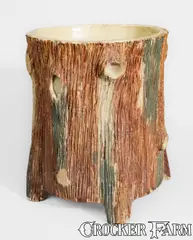Jw Moore, Rare "JW Moore / East Canton. O / The Stark Brick Co / Aug 1935" Stump-Form Flowerpot, 1935, Stoneware