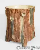 Jw Moore, Rare "JW Moore / East Canton. O / The Stark Brick Co / Aug 1935" Stump-Form Flowerpot, 1935, Stoneware