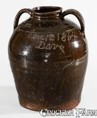 David Drake, Exceedingly Rare and Important "Lm / Jan 12 1864 / Dave" Stoneware Jar, David Drake, Edgefield Dist, SC, 1864, Stoneware