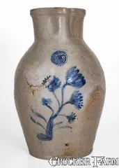 J. Miller, Extremely Rare J. MILLER / WHEELING, VA Two-Gallon Stoneware Pitcher, circa 1830, Stoneware