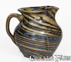 E.W. REINHARDT / VALE, N.C. Stoneware Swirl Pitcher, c1935 by E.W. Reinhardt, c1935, Stoneware, sold Jan 2026