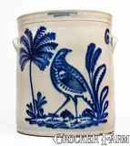 Harrington & Burger, Exceptional 6 Gal. HARRINGTON & BURGER / ROCHESTER Stoneware Crock w/ Elaborate Game Bird Decoration