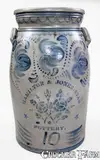 Hamilton & Jones Star Pottery, Very Rare 10 Gal. HAMILTON & JONES / STAR POTTERY Churn w/ CHAS. WOOLVERTON Stenciled Signature, circa 1875, Stoneware