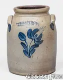 Cowden & Wilcox, 1 Gal. COWDEN & WILCOX / HARRISBURG, PA Stoneware Jar w/ Floral Decoration, circa 1865, Stoneware