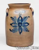 Cowden & Wilcox, Fine COWDEN & WILCOX / HARRISBURG, PA Two-Gallon Stoneware Jar w/ Elaborate Decoration, circa 1865, Stoneware