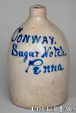 Evan R. Jones, Rare Sugar Notch, PA Stoneware Jug by EVAN R. JONES / PITTSTON, PA, circa 1875, Stoneware