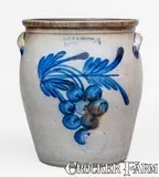 Cowden & Wilcox, 4 Gal. COWDEN & WILCOX / HARRISBURG, PA Stoneware Jar w/ Grapes Decoration, circa 1865, Stoneware