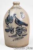 Outstanding W.H. FARRAR & CO. / GEDDES, N.Y. Stoneware Bird Jug, c1850 by W.H. Farrar & Co., c1850, Stoneware, sold Nov 2025