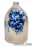 J. Norton & Co., 3 Gal. J. NORTON & CO. / BENNINGTON, VT Stoneware Jug w/ Floral Spray, circa 1860, Stoneware