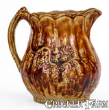 S. Risley, Rare S. RISLEY / NORWICH, Connecticut Rockingham-Glazed Stoneware Grapes Pitcher, circa 1850-1875, Stoneware
