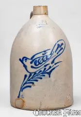 F. B. Norton Sons, 2 Gal. F. B. NORTON SONS / WORCESTER, MASS. Stoneware Jug w/ Dove Decoration, circa 1880, Stoneware