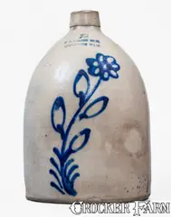 F. B. Norton Sons, 2 Gal. F. B. NORTON SONS / WORCESTER, MASS. Stoneware Crock w/ Floral Decoration, circa 1880, Stoneware