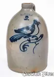 F. T. Wright & Son, 2 Gal. F. T. WRIGHT & SON / TAUNTON, MASS. Stoneware Jug w/ Bird Decoration, circa 1870, Stoneware