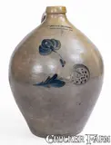 Julius Norton, JULIUS NORTON / BENNINGTON, VT Ovoid Stoneware Jug w/ Floral Decoration, circa 1840, Stoneware