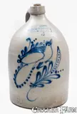 New York Stoneware Co., 2 Gal. NEW YORK / STONEWARE CO. / FORT EDWARD, N.Y. Stoneware Bird Jug, circa 1875, Stoneware
