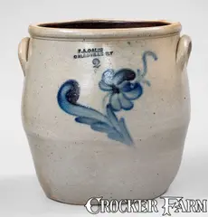 F. A. Gale, F.A. GALE / GALESVILLE, N.Y Stoneware Jar w/ Cobalt Floral Decoration, c1860-65, c1860-65, Stoneware