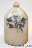 L. Lehman & Co, L. LEHMAN & CO / WEST 12TH ST NY Stoneware Jug w/ Grapes Motif, circa 1860, Stoneware