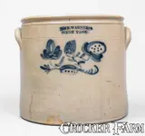 Wm E. Warner, 3 Gal. WM. E. WARNER / WEST TROY Stoneware Crock w/ Floral Decoration