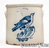 Ottman Bros. & Co., 3 Gal. OTTMAN BROS. & CO. / FORT EDWARD, NY Stoneware Bird Crock, c1875