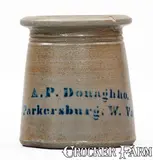 A.P. Donaghho, Rare A. P. DONAGHHO / PARKERSBURG, W. VA / 1876 Stoneware "Top Hat" Canning Jar
