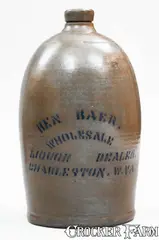 Ben Baer, 1 Gal. BEN BAER / CHARLESTON, W. VA Stoneware Stenciled Advertising Jug, circa 1880, Stoneware