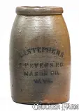 A. J. Stephens, Very Rare A. J. STEPHENS / STEVENS P.O. / MASON CO., W. VA Stoneware Stenciled Canning Jar, circa 1880, Stoneware
