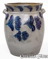 John Bell, Exceptional Four-Gallon JOHN BELL / WAYNESBORO Stoneware Jar w/ Elaborate Cobalt Floral Decoration, circa 1850-1880, Stoneware